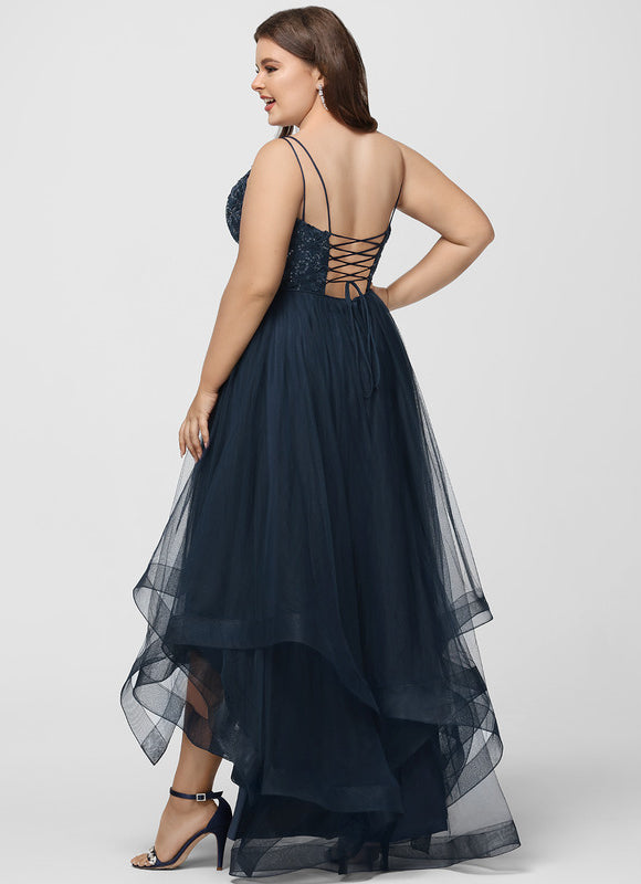 Robe Dentelle Asymétrique Scintillante - gallery 6