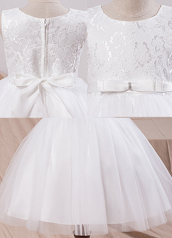 Robe Dentelle Enfant Blanche Tulle - gallery 1