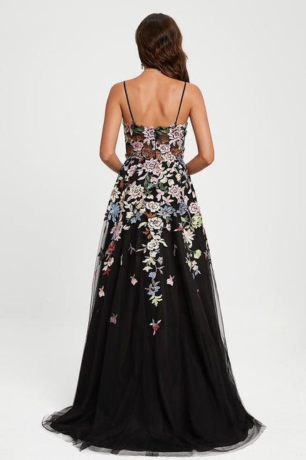 Robe Dentelle Florale En Tulle - gallery 5