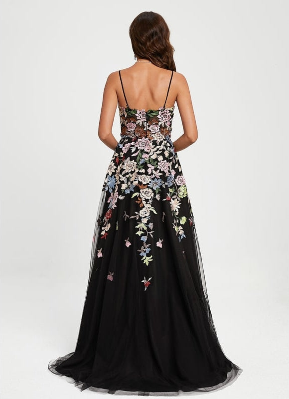 Robe Dentelle Florale En Tulle - gallery 5