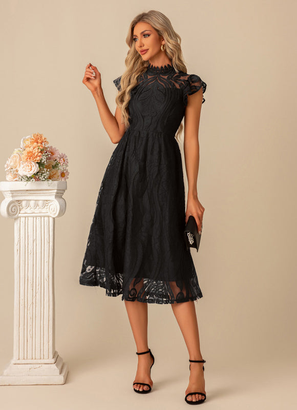 Robe Dentelle Dentelle Marine Élégante - gallery 9