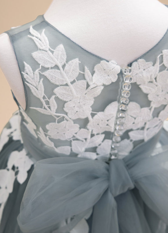 Robe Dentelle Tulle Grise Délicate - gallery 7