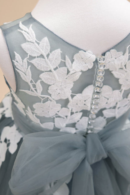 Robe Dentelle Tulle Grise Délicate - gallery 7