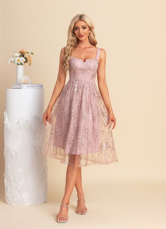 Robe Dentelle Rose Poudrée Mariage