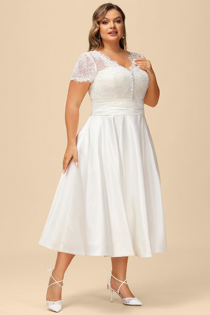 Robe Dentelle Satinée Écrue - gallery 7