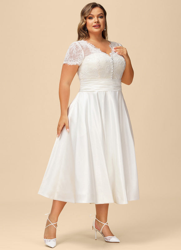 Robe Dentelle Satinée Écrue - gallery 7