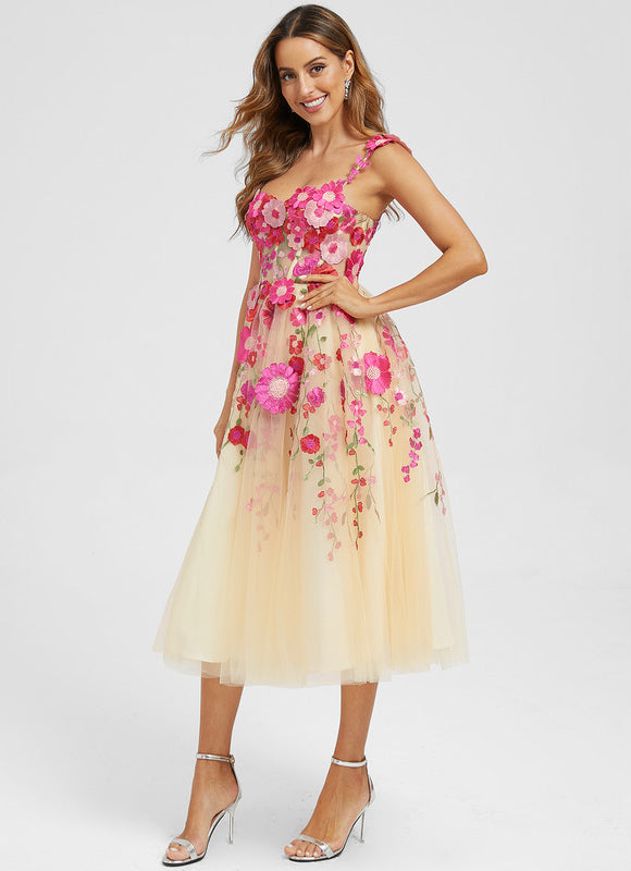 Robe Dentelle Florale Éclatante - gallery 5