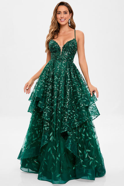 Robe Dentelle Émeraude Festonnée - gallery 1