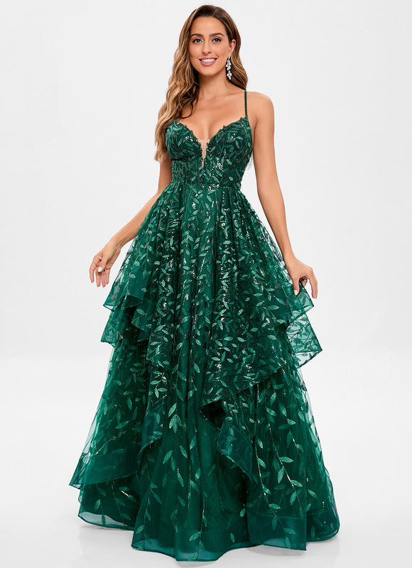 Robe Dentelle Émeraude Festonnée - gallery 1