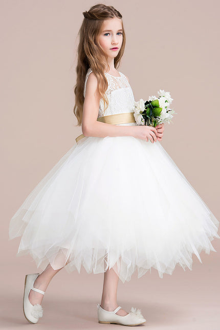 Robe Dentelle Enfant Blanche Florale - gallery 3