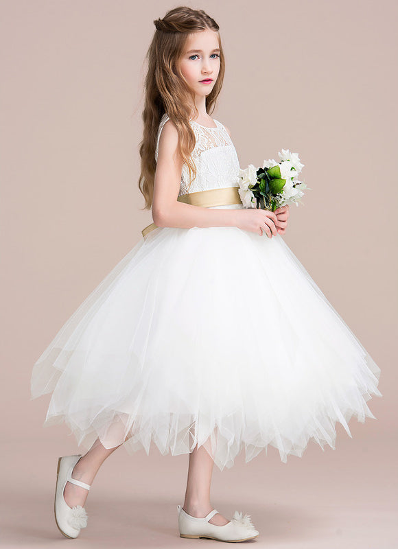 Robe Dentelle Enfant Blanche Florale - gallery 3