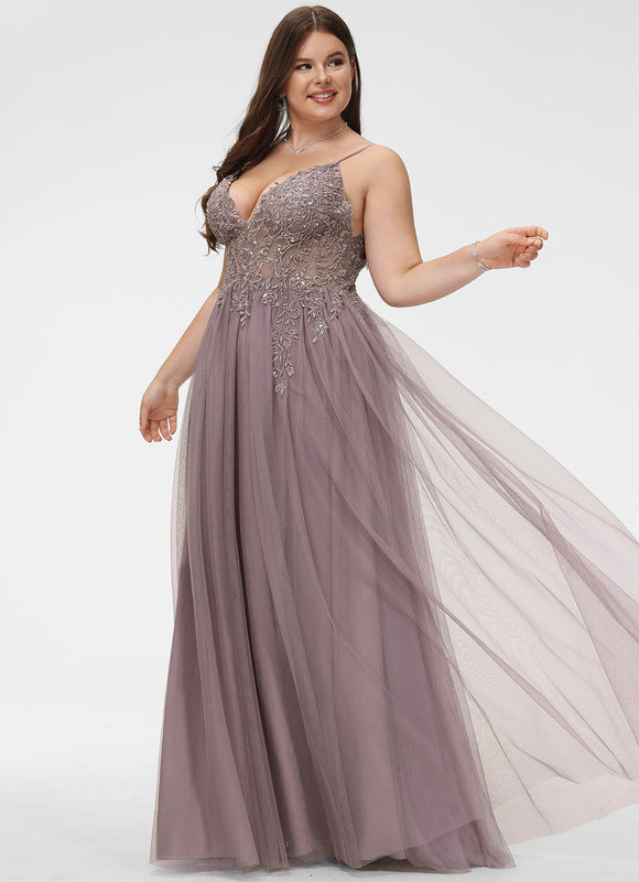 Robe Dentelle Longue Mauve Élégante - gallery 5