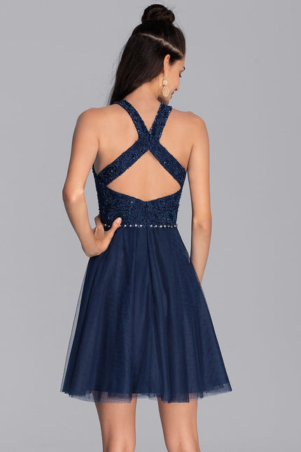 Robe Dentelle Tulle Navy - gallery 3