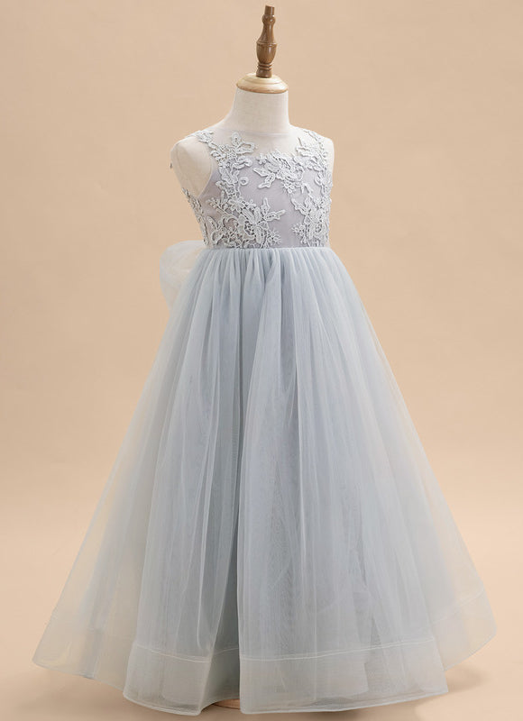 Robe Dentelle Tulle Bleu Clair - gallery 2