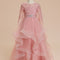 Robe Dentelle Volants Rose