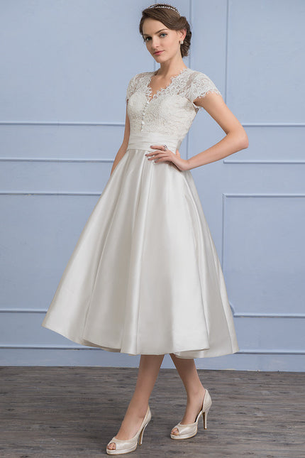 Robe Dentelle Satinée Écrue - gallery 3