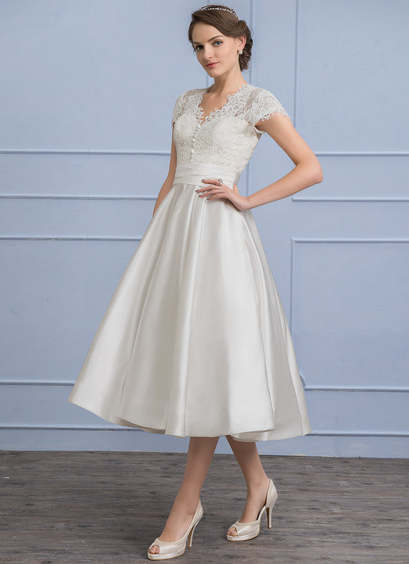 Robe Dentelle Satinée Écrue - gallery 3