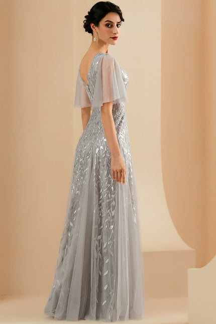 Robe Dentelle Vaporeuse Argentée - gallery 2