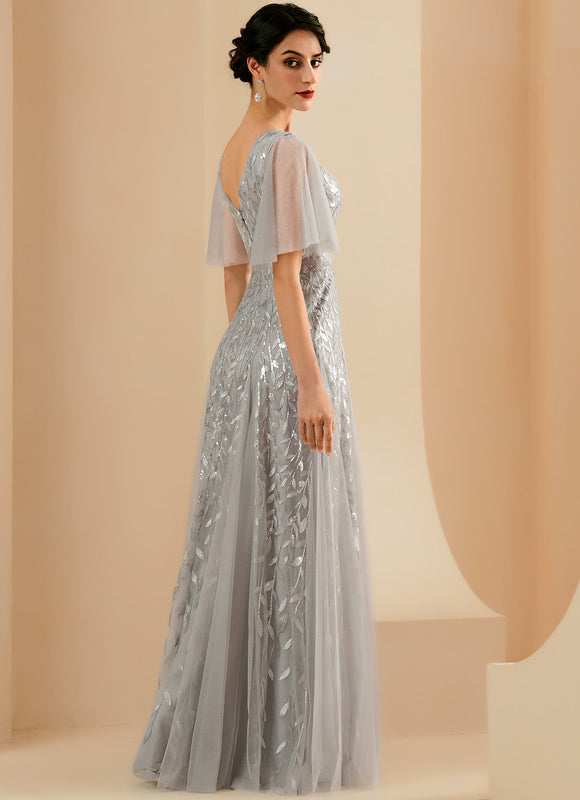 Robe Dentelle Vaporeuse Argentée - gallery 2