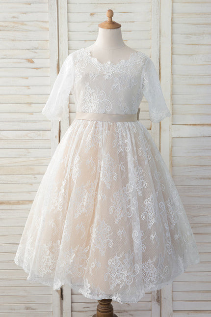 Robe Dentelle Tulle Blanc Festif