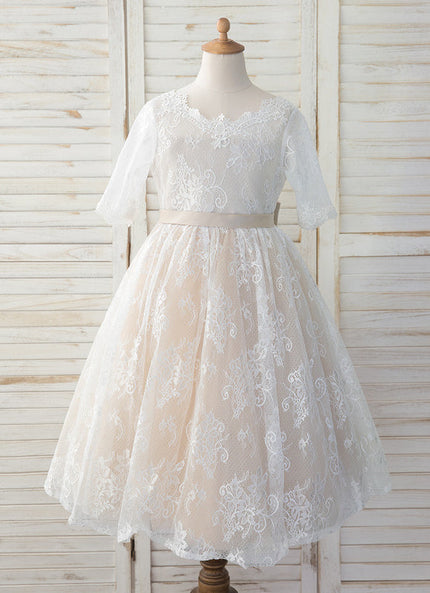 Robe Dentelle Tulle Blanc Festif