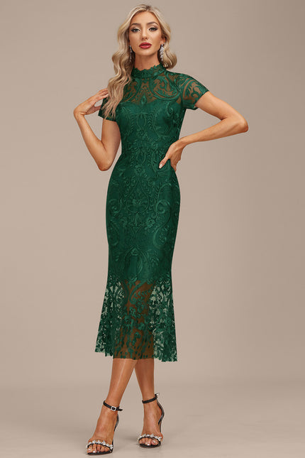 Robe Dentelle En Dentelle Verte - gallery 4