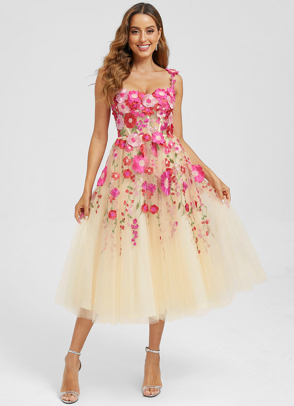 Robe Dentelle Florale Éclatante - gallery 4