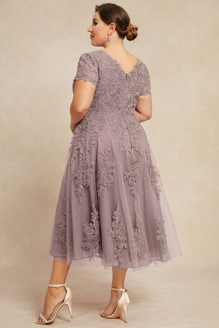 Robe Dentelle Mauve Ornée - gallery 9