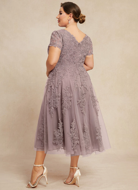 Robe Dentelle Mauve Ornée - gallery 9