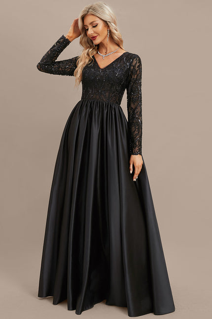 Robe Dentelle Noire Satinée - gallery 3