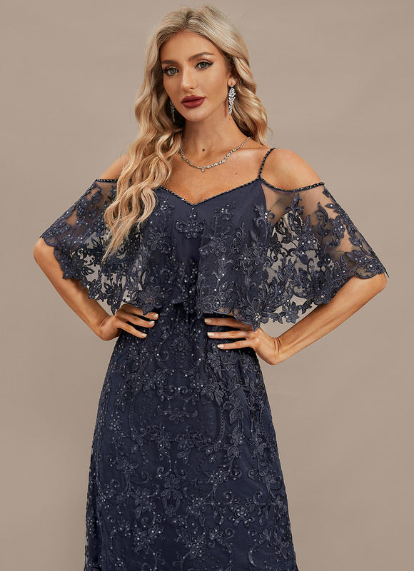 Robe Dentelle Marine Brodée - gallery 2
