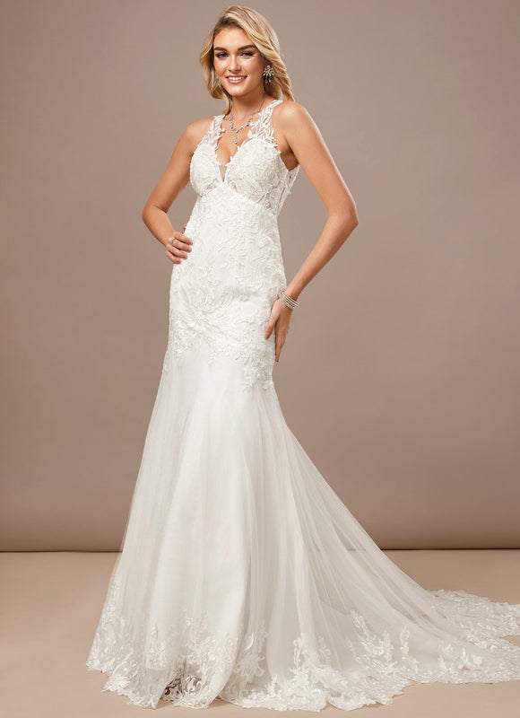 Robe Dentelle Sirène Tulle Élégante - gallery 1