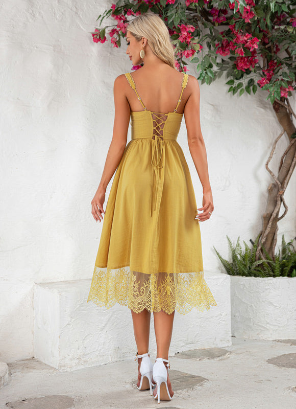 Robe Jaune En Dentelle - gallery 2