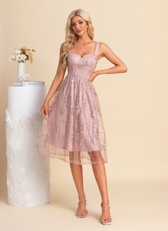 Robe Dentelle Rose Poudrée Mariage - gallery 1