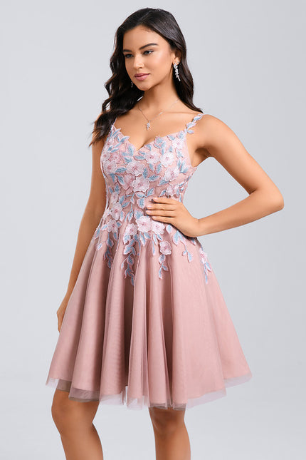 Robe Dentelle Courte Tulle Floral - gallery 8