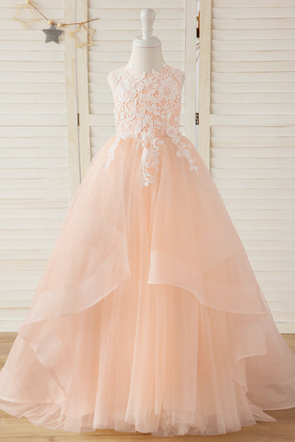 Robe Demoiselle D'Honneur Dentelle Rose