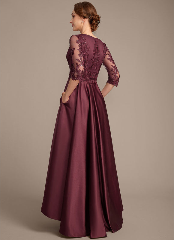 Robe Dentelle Soirée Bordeaux Asymétrique - gallery 6