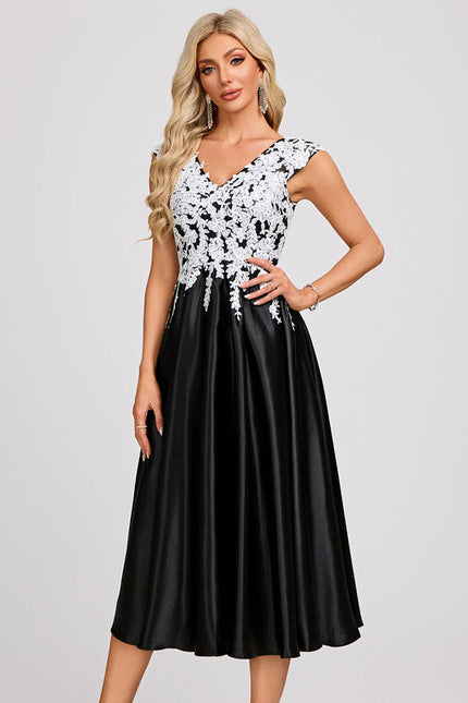 Robe Dentelle Satin Contrastée - gallery 4