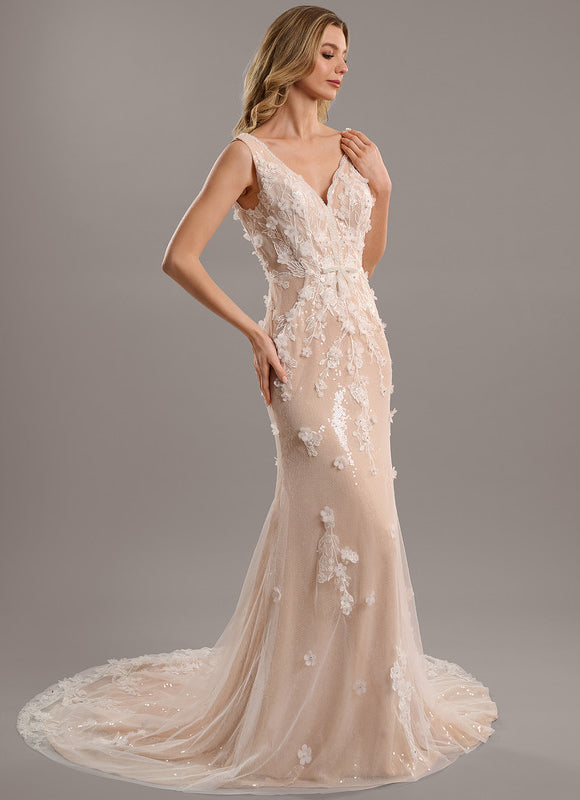 Robe Dentelle Sirène Perlée - gallery 2