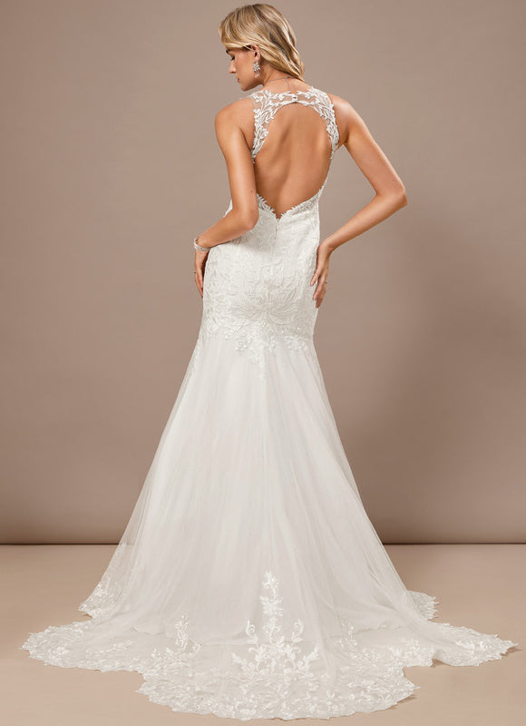 Robe Dentelle Sirène Tulle Élégante - gallery 7