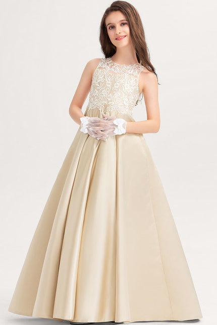 Robe Dentelle Satin Beige