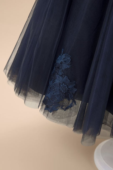 Robe Dentelle Asymétrique Tulle Fleuri - gallery 8