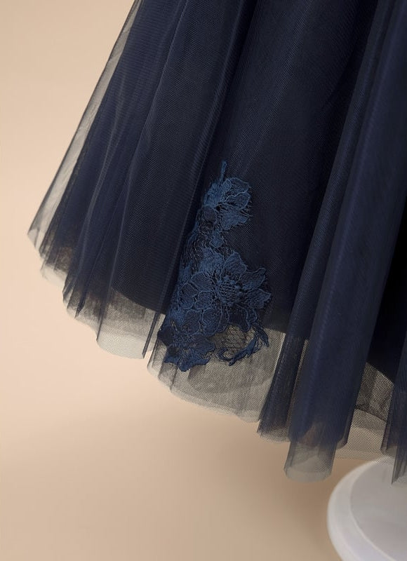 Robe Dentelle Asymétrique Tulle Fleuri - gallery 8