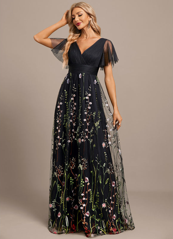 Robe Dentelle Nocturne Florale - gallery 4