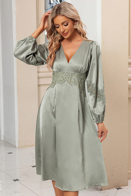 Robe Vert Sauge Dentelle - gallery 3