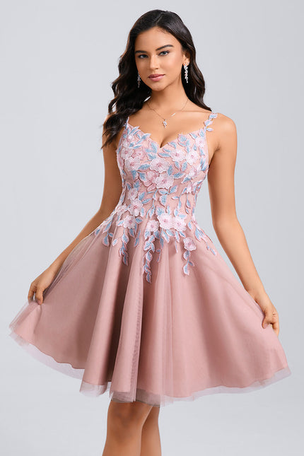 Robe Dentelle Courte Tulle Floral - gallery 1