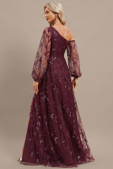 Robe Dentelle Bordeaux Pailletée - gallery 5