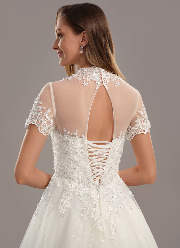 Robe Mariee Col Montant Dentelle - gallery 4