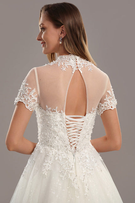 Robe Mariee Col Montant Dentelle - gallery 4