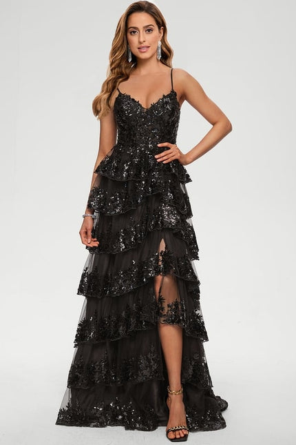 Robe Dentelle À Volants Scintillante - gallery 8